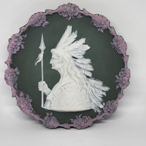Rare Female Chief Jasperware Decorative Wall Plate